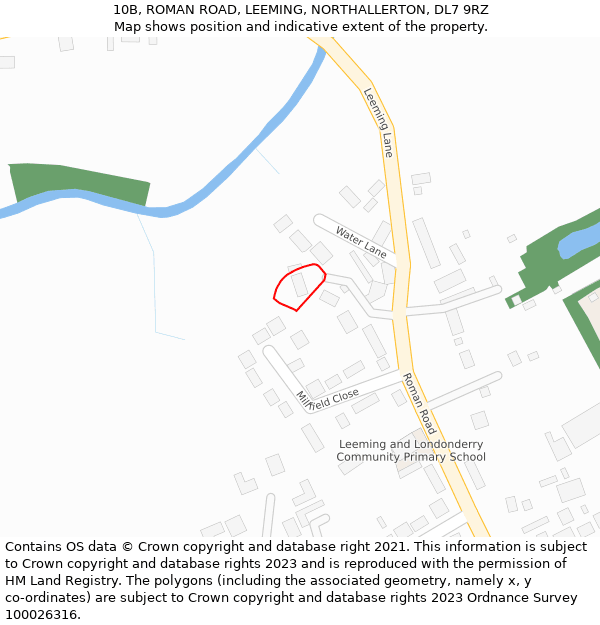 10B, ROMAN ROAD, LEEMING, NORTHALLERTON, DL7 9RZ: Location map and indicative extent of plot