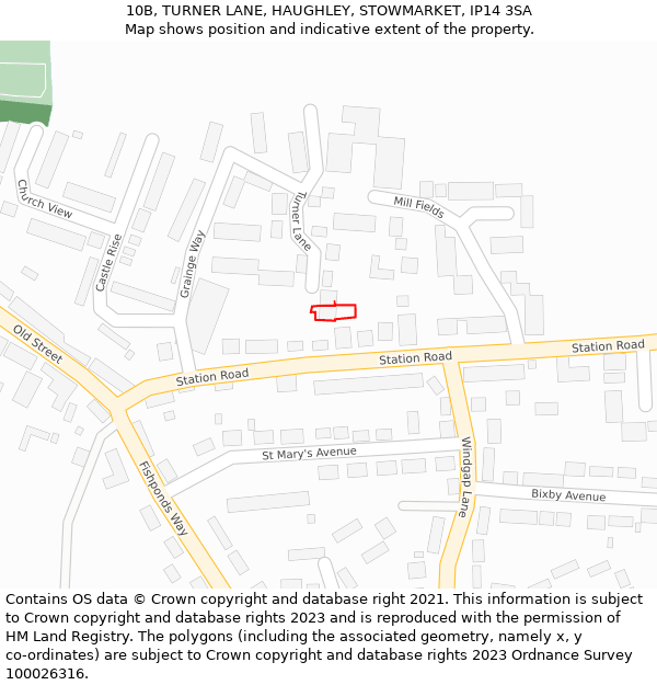 10B, TURNER LANE, HAUGHLEY, STOWMARKET, IP14 3SA: Location map and indicative extent of plot