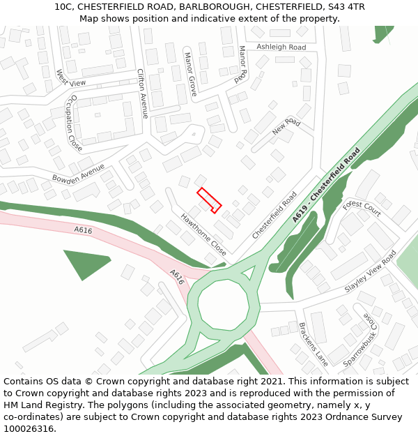 10C, CHESTERFIELD ROAD, BARLBOROUGH, CHESTERFIELD, S43 4TR: Location map and indicative extent of plot