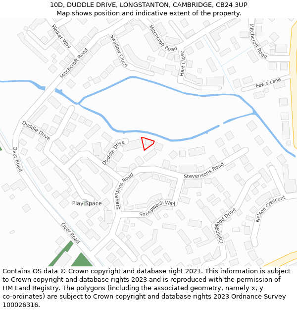 10D, DUDDLE DRIVE, LONGSTANTON, CAMBRIDGE, CB24 3UP: Location map and indicative extent of plot