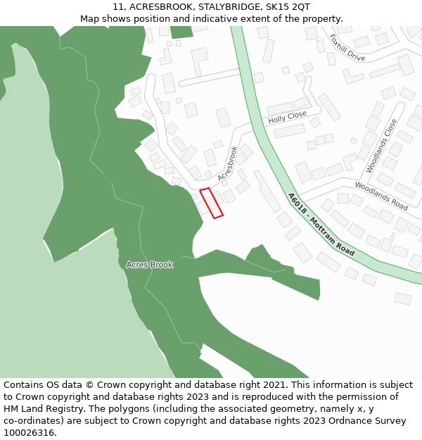 11, ACRESBROOK, STALYBRIDGE, SK15 2QT: Location map and indicative extent of plot