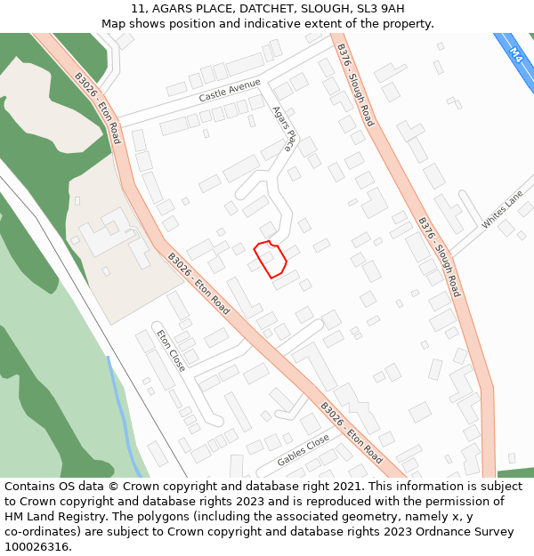 11, AGARS PLACE, DATCHET, SLOUGH, SL3 9AH: Location map and indicative extent of plot