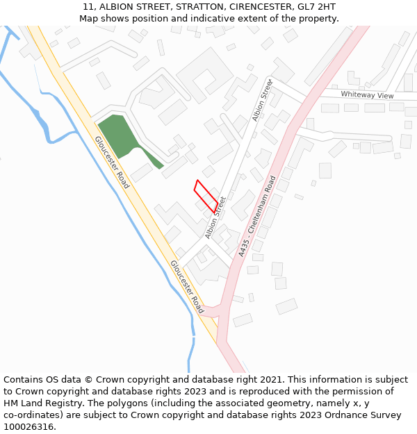 11, ALBION STREET, STRATTON, CIRENCESTER, GL7 2HT: Location map and indicative extent of plot