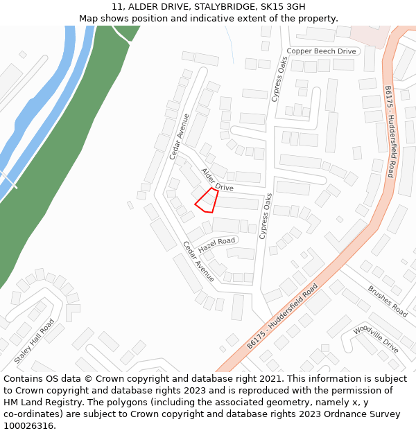 11, ALDER DRIVE, STALYBRIDGE, SK15 3GH: Location map and indicative extent of plot