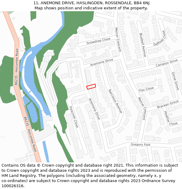 11, ANEMONE DRIVE, HASLINGDEN, ROSSENDALE, BB4 6NJ: Location map and indicative extent of plot