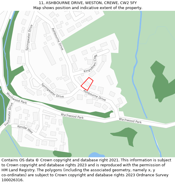 11, ASHBOURNE DRIVE, WESTON, CREWE, CW2 5FY: Location map and indicative extent of plot