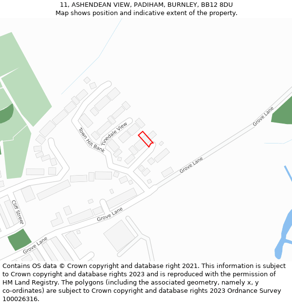 11, ASHENDEAN VIEW, PADIHAM, BURNLEY, BB12 8DU: Location map and indicative extent of plot
