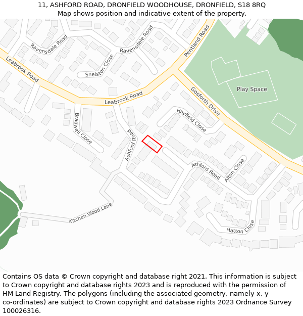 11, ASHFORD ROAD, DRONFIELD WOODHOUSE, DRONFIELD, S18 8RQ: Location map and indicative extent of plot