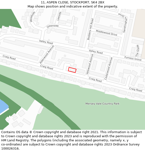 11, ASPEN CLOSE, STOCKPORT, SK4 2BX: Location map and indicative extent of plot