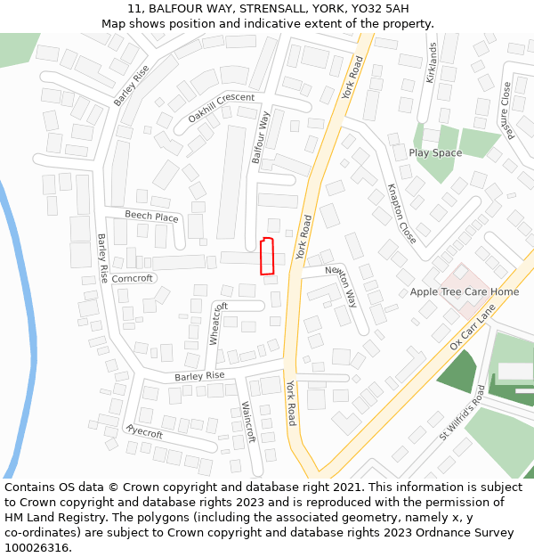 11, BALFOUR WAY, STRENSALL, YORK, YO32 5AH: Location map and indicative extent of plot