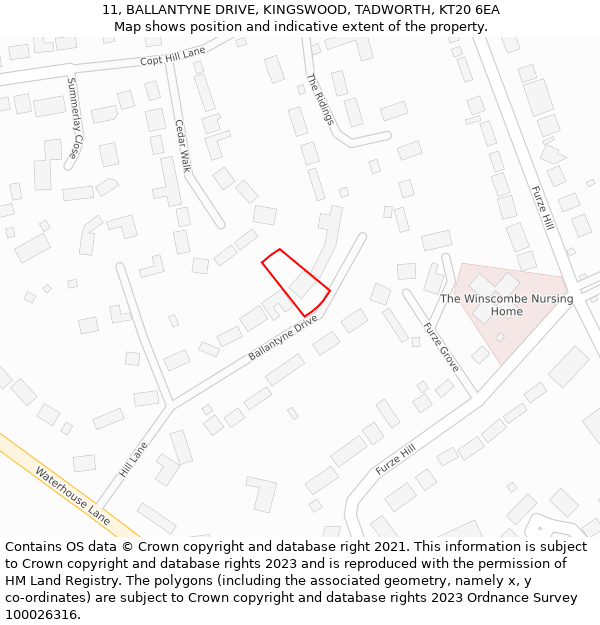 11, BALLANTYNE DRIVE, KINGSWOOD, TADWORTH, KT20 6EA: Location map and indicative extent of plot