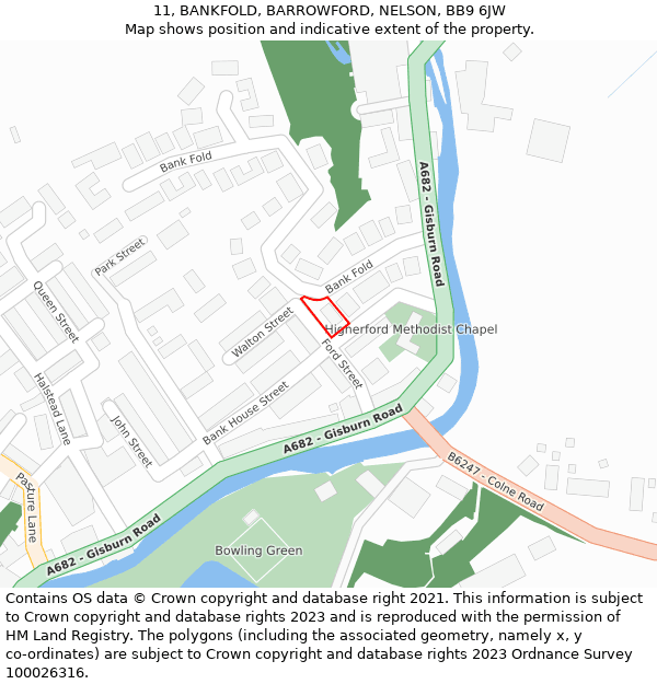 11, BANKFOLD, BARROWFORD, NELSON, BB9 6JW: Location map and indicative extent of plot