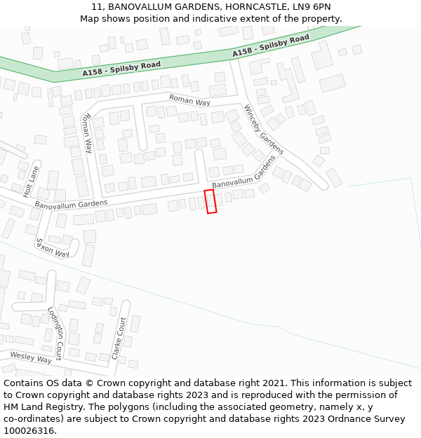 11, BANOVALLUM GARDENS, HORNCASTLE, LN9 6PN: Location map and indicative extent of plot