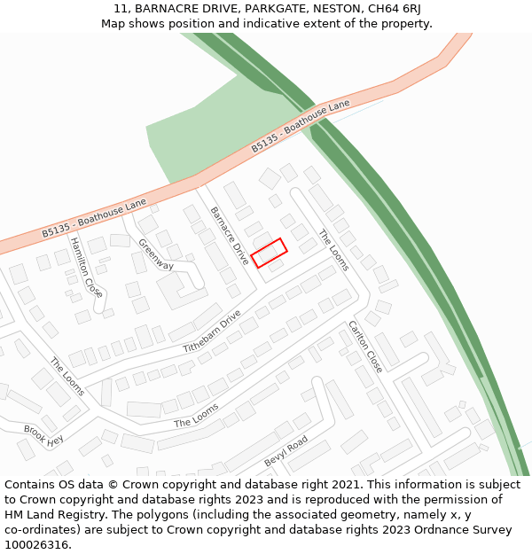 11, BARNACRE DRIVE, PARKGATE, NESTON, CH64 6RJ: Location map and indicative extent of plot