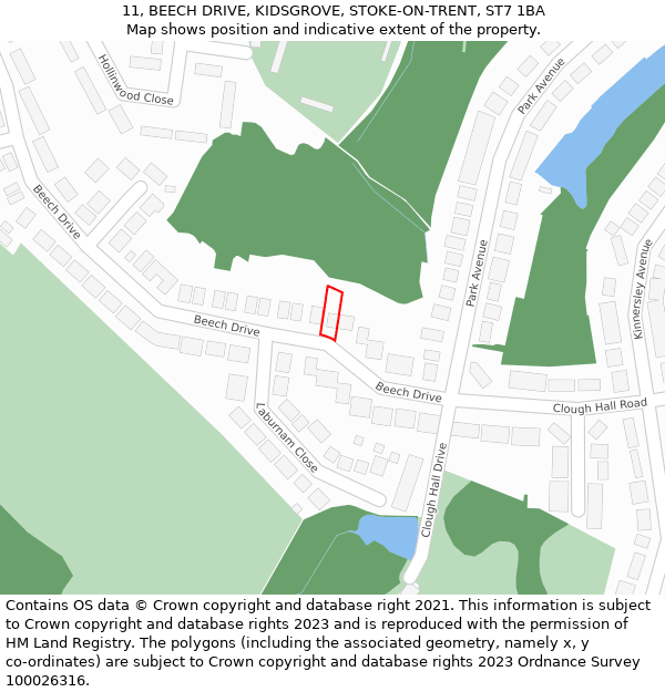 11, BEECH DRIVE, KIDSGROVE, STOKE-ON-TRENT, ST7 1BA: Location map and indicative extent of plot