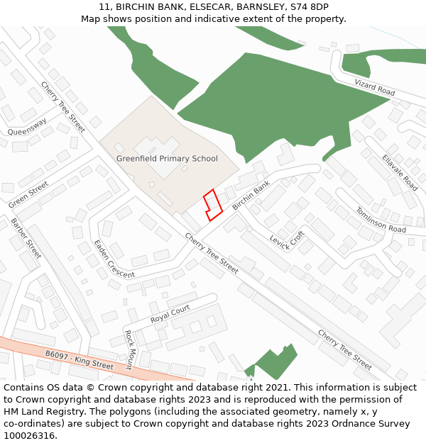 11, BIRCHIN BANK, ELSECAR, BARNSLEY, S74 8DP: Location map and indicative extent of plot