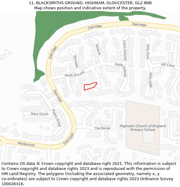 11, BLACKSMITHS GROUND, HIGHNAM, GLOUCESTER, GL2 8NB: Location map and indicative extent of plot