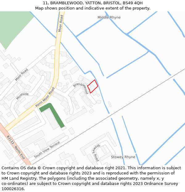 11, BRAMBLEWOOD, YATTON, BRISTOL, BS49 4QH: Location map and indicative extent of plot
