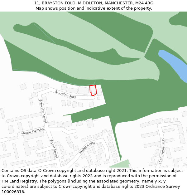 11, BRAYSTON FOLD, MIDDLETON, MANCHESTER, M24 4RG: Location map and indicative extent of plot