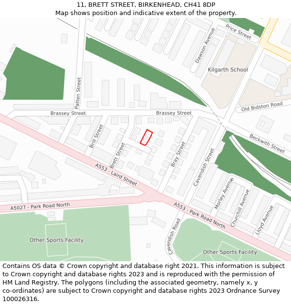 11, BRETT STREET, BIRKENHEAD, CH41 8DP: Location map and indicative extent of plot