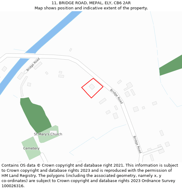 11, BRIDGE ROAD, MEPAL, ELY, CB6 2AR: Location map and indicative extent of plot