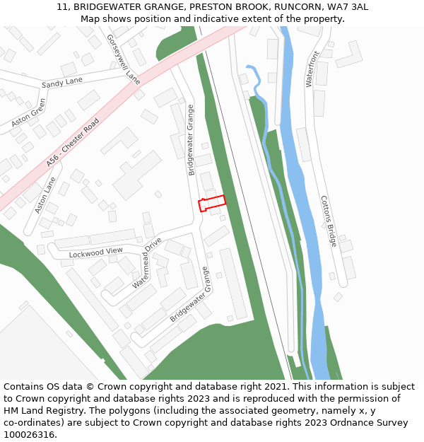 11, BRIDGEWATER GRANGE, PRESTON BROOK, RUNCORN, WA7 3AL: Location map and indicative extent of plot