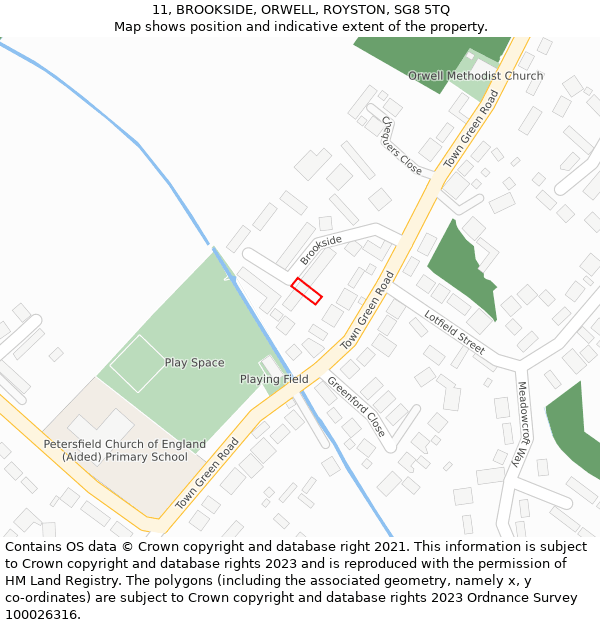 11, BROOKSIDE, ORWELL, ROYSTON, SG8 5TQ: Location map and indicative extent of plot