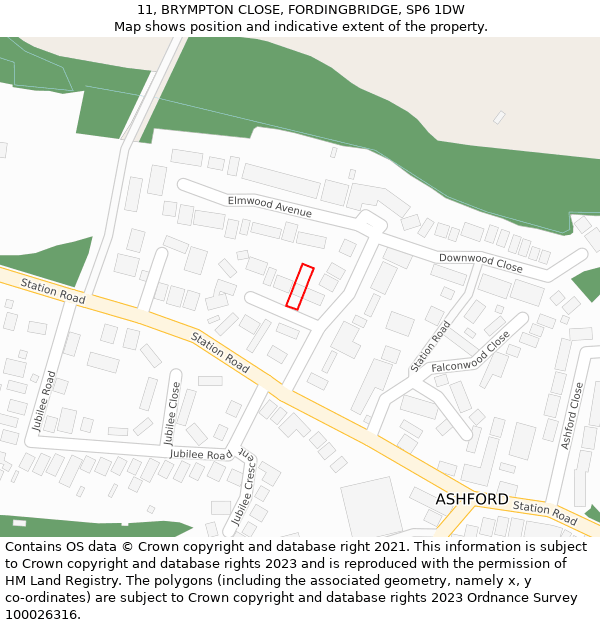11, BRYMPTON CLOSE, FORDINGBRIDGE, SP6 1DW: Location map and indicative extent of plot