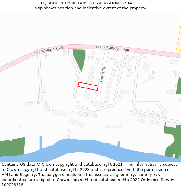 11, BURCOT PARK, BURCOT, ABINGDON, OX14 3DH: Location map and indicative extent of plot