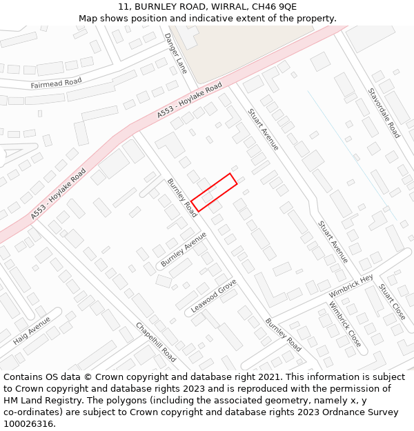 11, BURNLEY ROAD, WIRRAL, CH46 9QE: Location map and indicative extent of plot