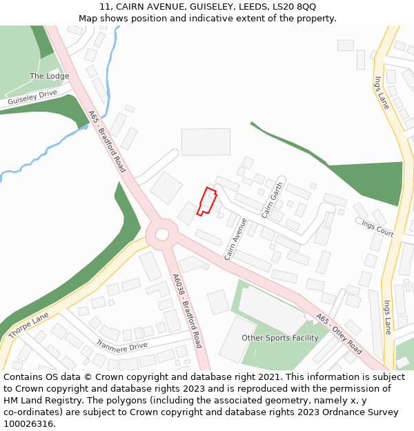 11, CAIRN AVENUE, GUISELEY, LEEDS, LS20 8QQ: Location map and indicative extent of plot