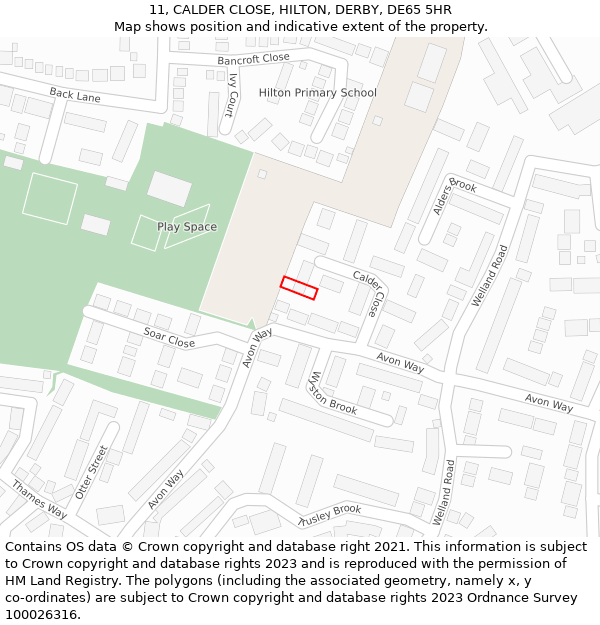 11, CALDER CLOSE, HILTON, DERBY, DE65 5HR: Location map and indicative extent of plot