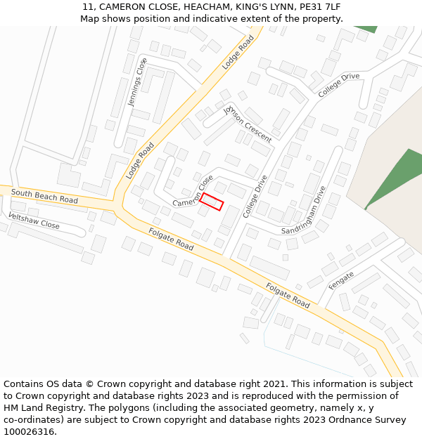 11, CAMERON CLOSE, HEACHAM, KING'S LYNN, PE31 7LF: Location map and indicative extent of plot