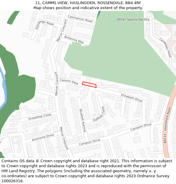 11, CAMMS VIEW, HASLINGDEN, ROSSENDALE, BB4 4RF: Location map and indicative extent of plot