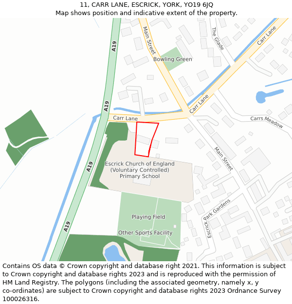 11, CARR LANE, ESCRICK, YORK, YO19 6JQ: Location map and indicative extent of plot