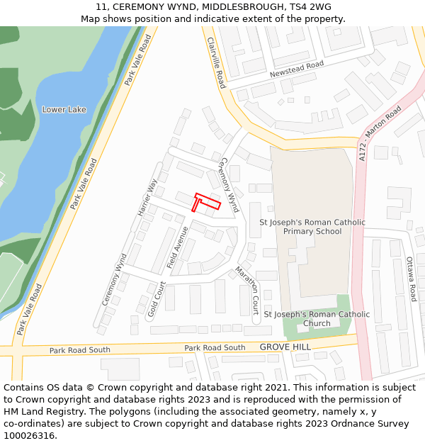 11, CEREMONY WYND, MIDDLESBROUGH, TS4 2WG: Location map and indicative extent of plot