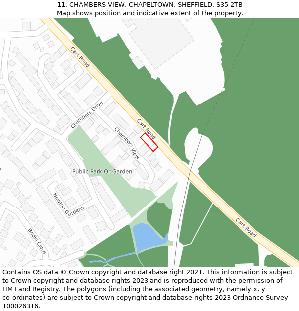 11, CHAMBERS VIEW, CHAPELTOWN, SHEFFIELD, S35 2TB: Location map and indicative extent of plot