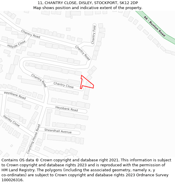 11, CHANTRY CLOSE, DISLEY, STOCKPORT, SK12 2DP: Location map and indicative extent of plot