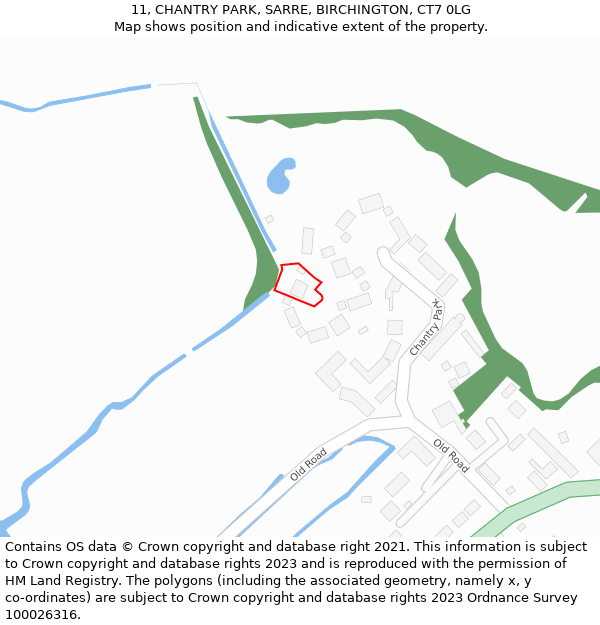 11, CHANTRY PARK, SARRE, BIRCHINGTON, CT7 0LG: Location map and indicative extent of plot