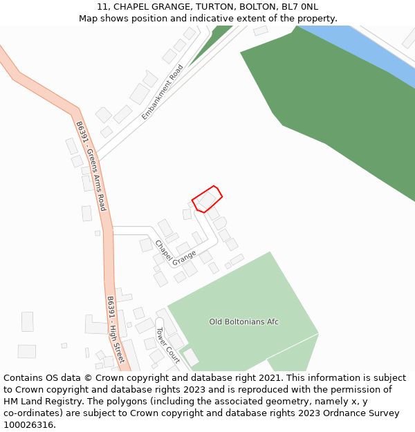 11, CHAPEL GRANGE, TURTON, BOLTON, BL7 0NL: Location map and indicative extent of plot