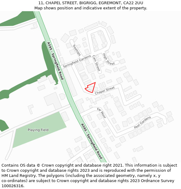 11, CHAPEL STREET, BIGRIGG, EGREMONT, CA22 2UU: Location map and indicative extent of plot