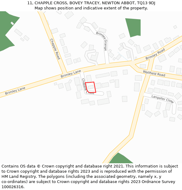 11, CHAPPLE CROSS, BOVEY TRACEY, NEWTON ABBOT, TQ13 9DJ: Location map and indicative extent of plot