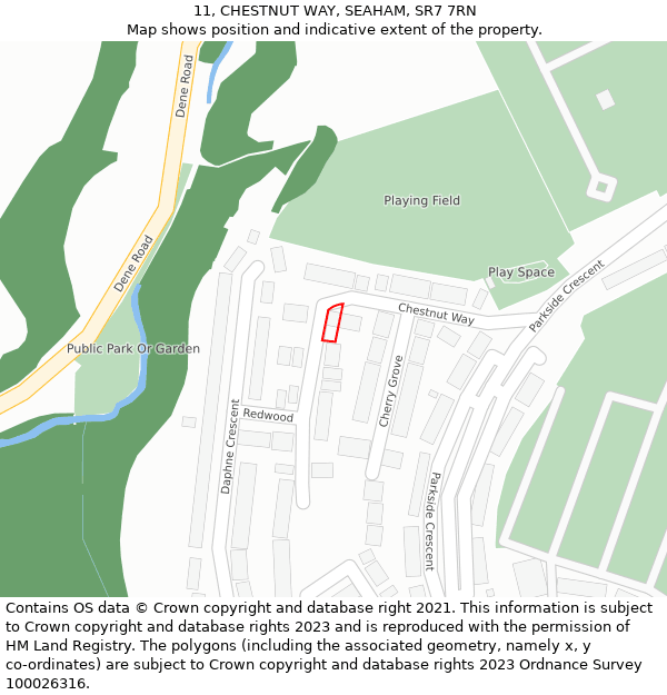 11, CHESTNUT WAY, SEAHAM, SR7 7RN: Location map and indicative extent of plot