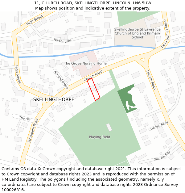 11, CHURCH ROAD, SKELLINGTHORPE, LINCOLN, LN6 5UW: Location map and indicative extent of plot