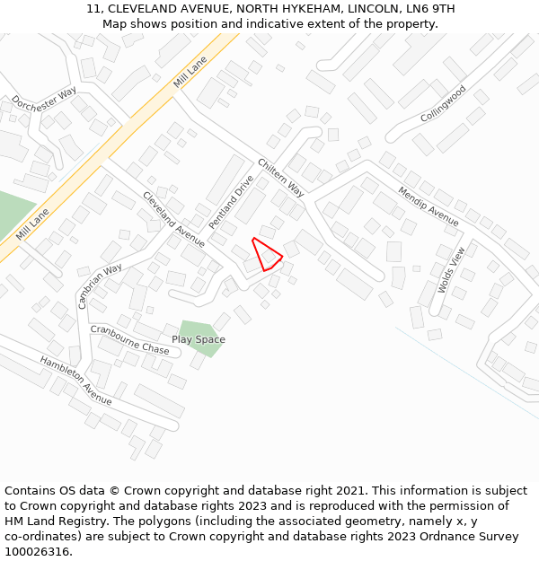 11, CLEVELAND AVENUE, NORTH HYKEHAM, LINCOLN, LN6 9TH: Location map and indicative extent of plot