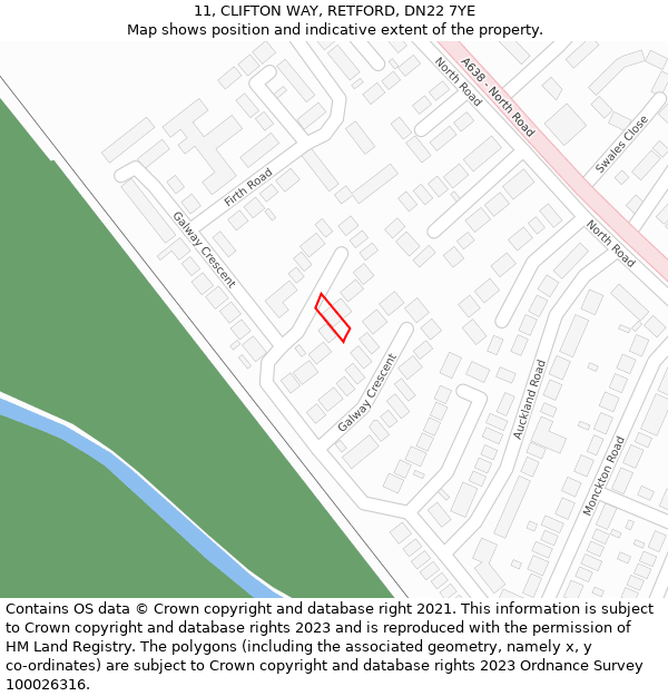 11, CLIFTON WAY, RETFORD, DN22 7YE: Location map and indicative extent of plot