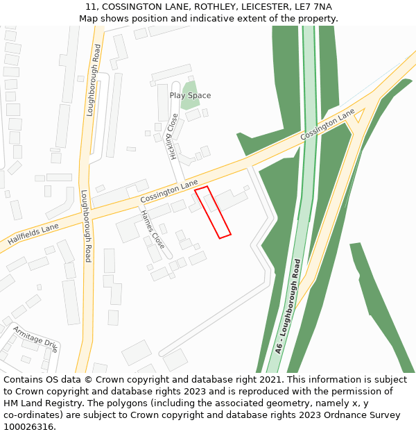 11, COSSINGTON LANE, ROTHLEY, LEICESTER, LE7 7NA: Location map and indicative extent of plot