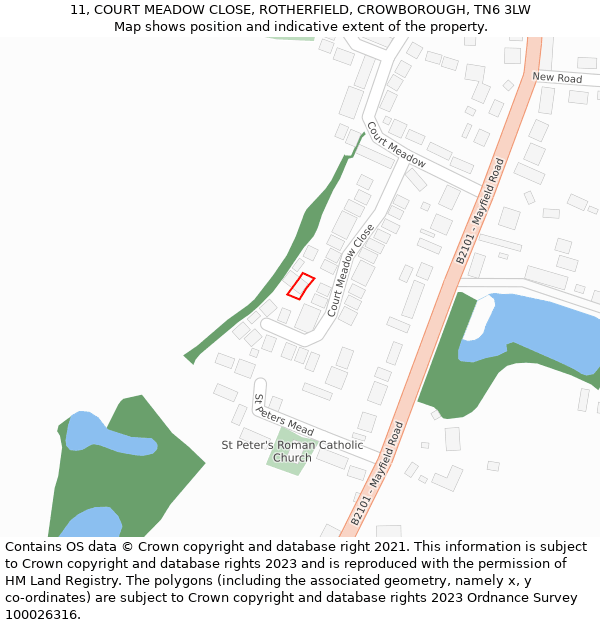 11, COURT MEADOW CLOSE, ROTHERFIELD, CROWBOROUGH, TN6 3LW: Location map and indicative extent of plot