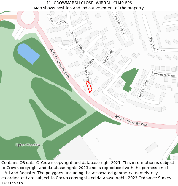 11, CROWMARSH CLOSE, WIRRAL, CH49 6PS: Location map and indicative extent of plot