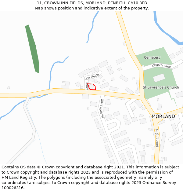 11, CROWN INN FIELDS, MORLAND, PENRITH, CA10 3EB: Location map and indicative extent of plot